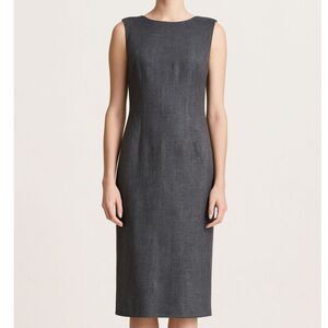 Maxmara Gray Silk Linen Wool Sheath Dress Size 12